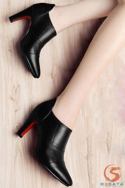 GIÀY BOOT NỮ ROSATA RO27 - GIÀY BOOT NỮ THẤP CỔ 7CM SANG TRỌNG
