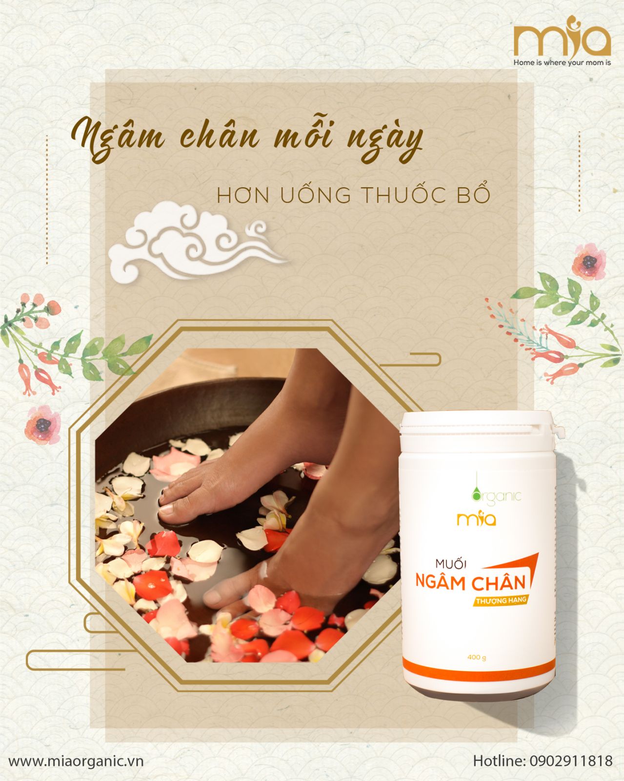 Muối ngâm chân Mía Organic 400gr