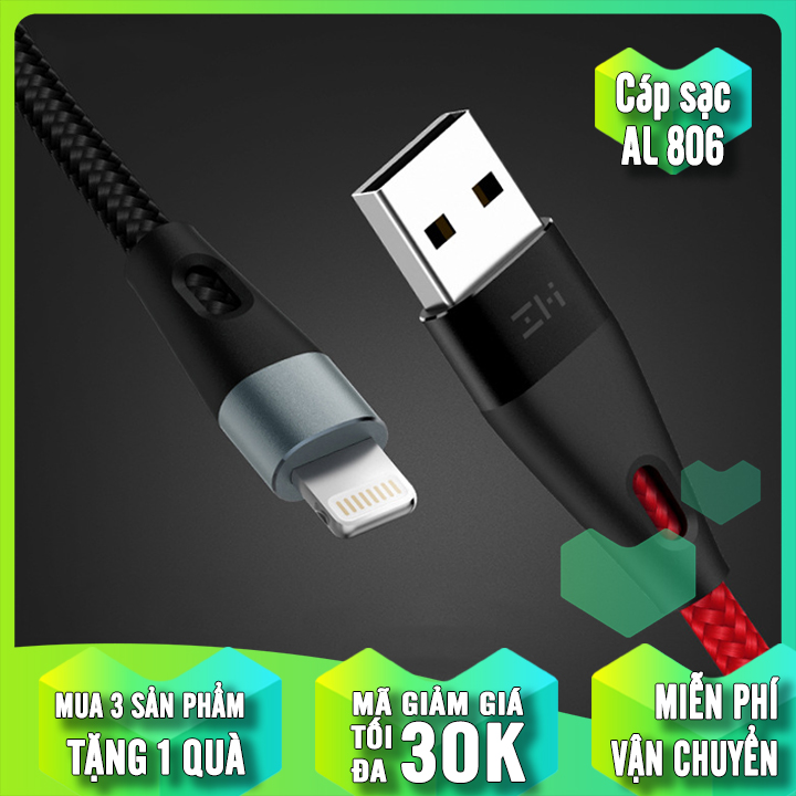 Cáp sạc lightning zmi al 806 sạc nhanh cho iphone 2.4a