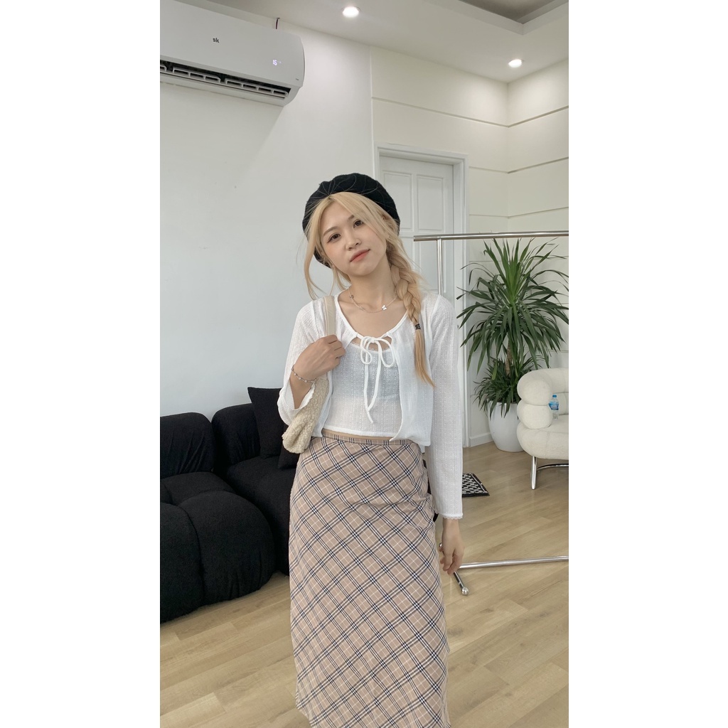 chân váy midi kẻ caro TKC17 LOLLIE STUDIO