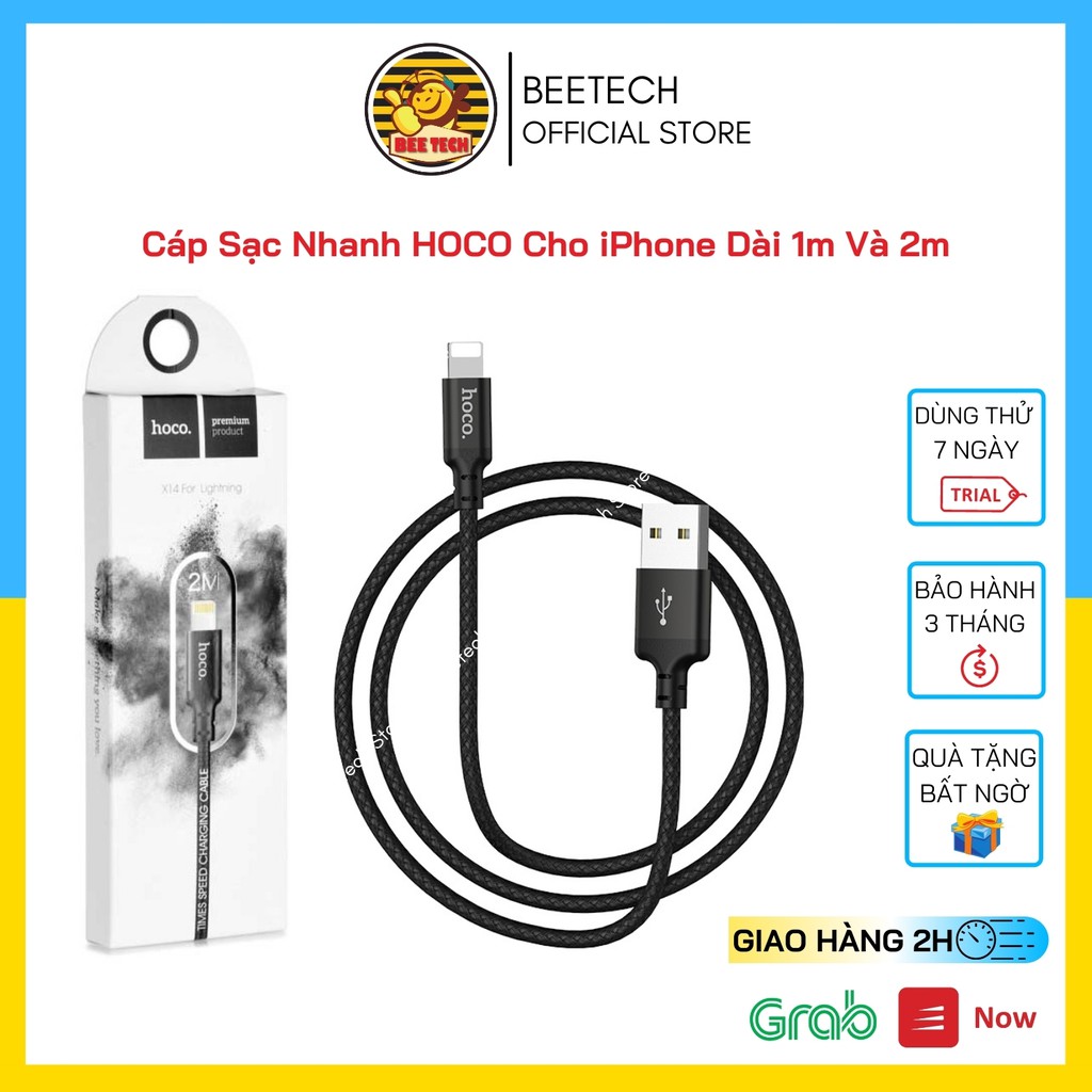 Cáp sạc iphone Hoco X14, dây sạc chân Lighning dài 1m, 2m - Beetech