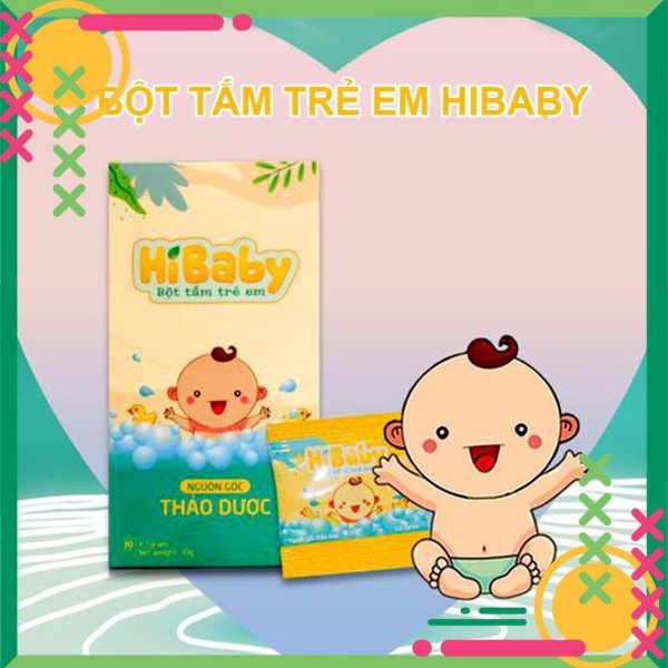 Bột tắm trẻ em HIBABY [Hộp 10 gói ] - Giúp kháng khuẩn tự nhiên, giảm ngứa, rôm sảy, mụn nhọt