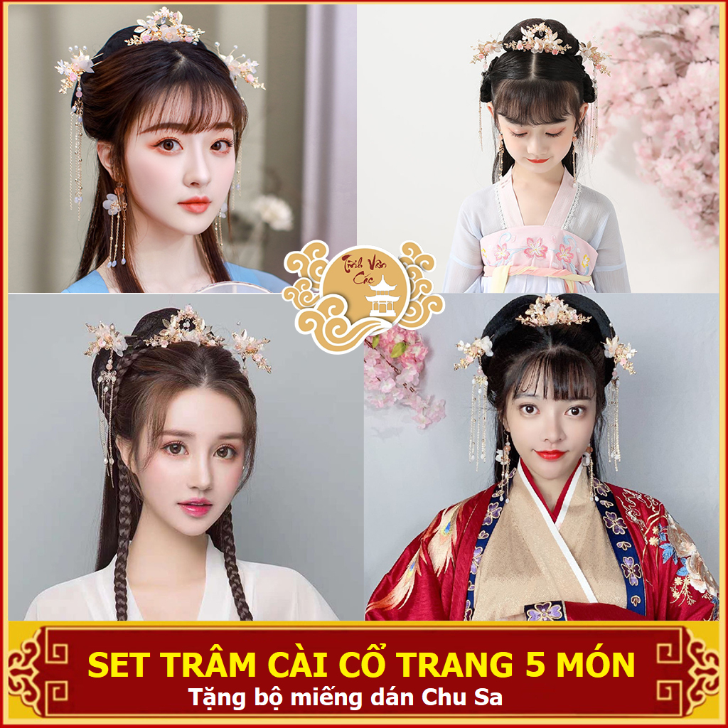 Hanfu set trâm cài tóc cổ trang 5 món SHOP TĨNH VÂN CÁC (có sẵn)