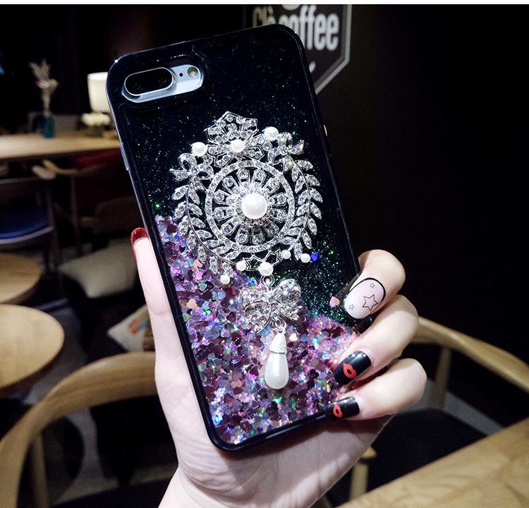 Ốp Lưng Nhũ Chảy Hoa Đá - Iphone 6, 6plus, 7, 7plus, 8, 8plus