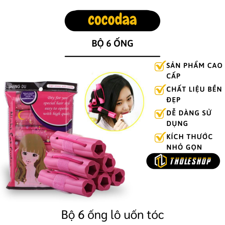 Lô uốn tóc - hộp 6 lô làm xoăn tóc bọt biển - dụng cụ làm xoăn tóc không dùng nhiệt trước kh ngủ