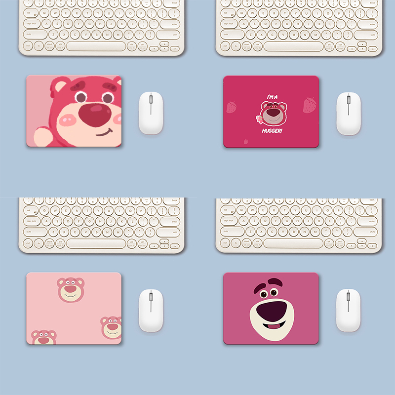 Non-slip strawberry Lotso bear keyboard mouse pad (thick waterproof stationery office decor)