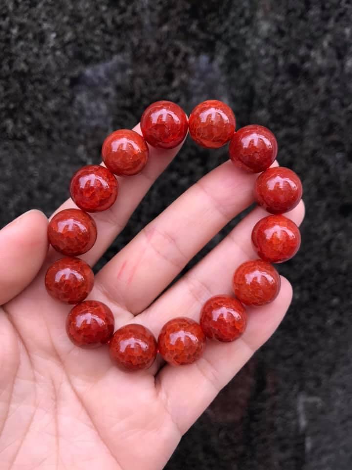 [HCM]VÒNG TAY ĐÁ MÃ NÃO VÂN RỒNG ĐỎ 14LY