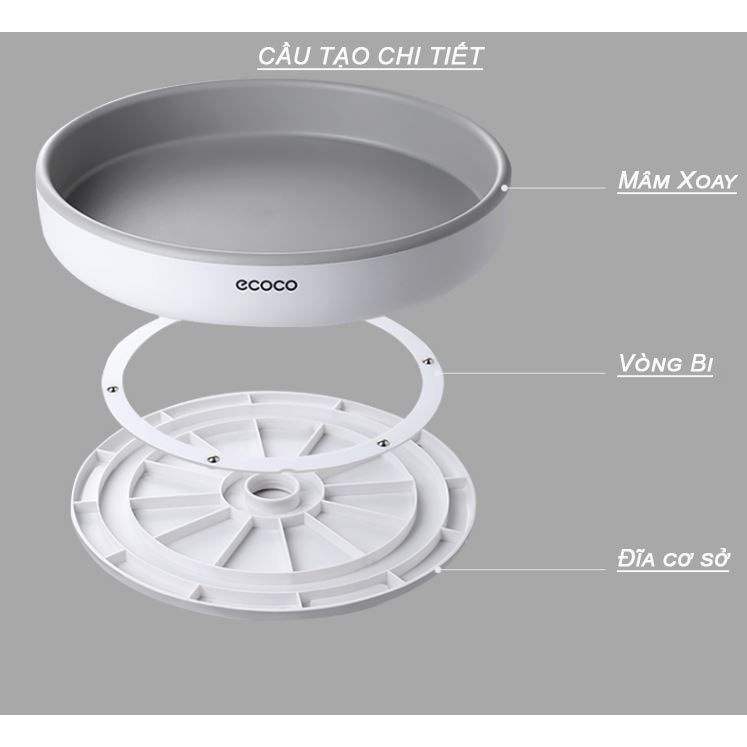 Kệ Xoay Đa Năng 360 Độ ECOCO, Kệ Để Đồ Đa Năng, Khay Để Gia Vị Mỹ Phẩm Thông Minh Nhựa ABS Cao Cấp