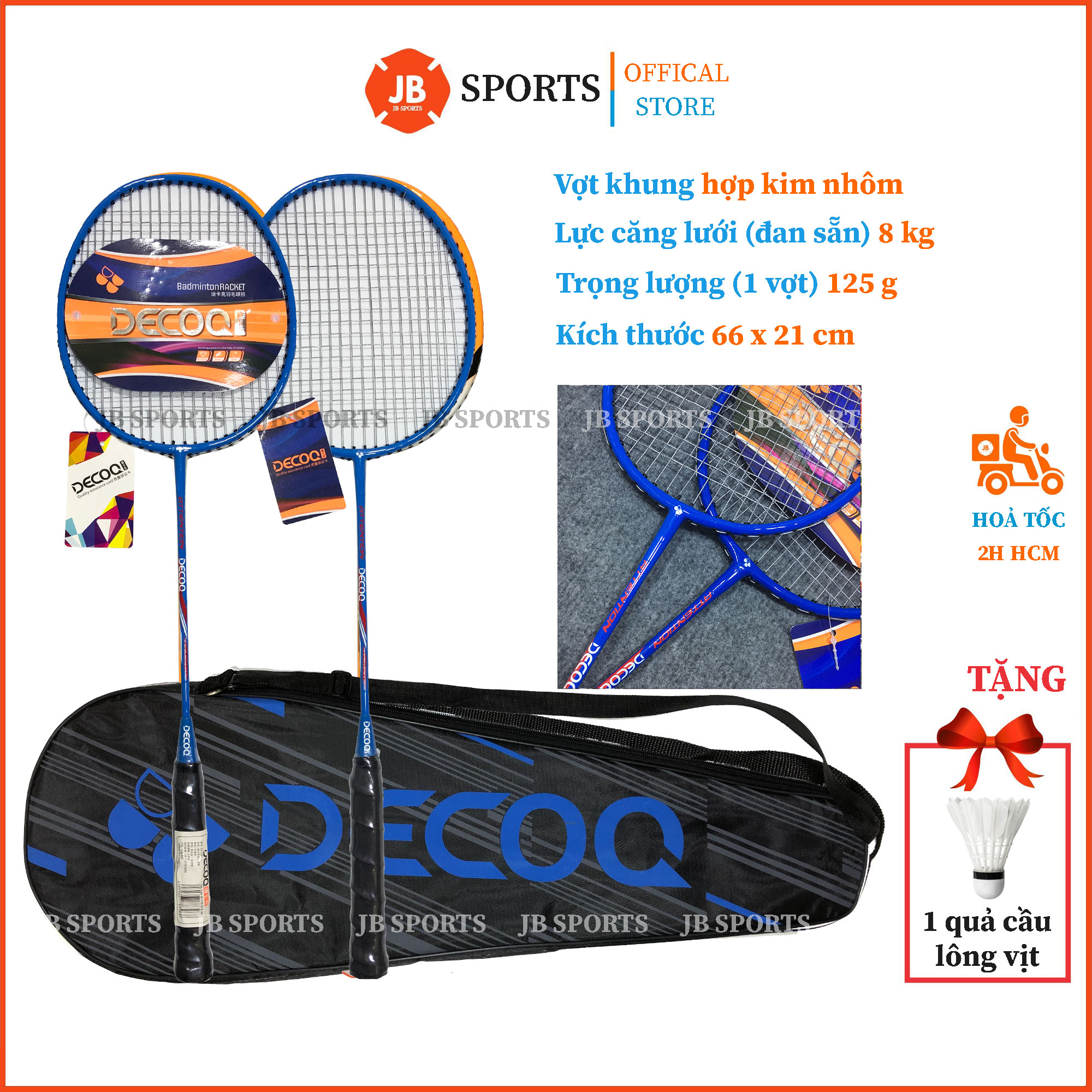 Bộ vợt cầu lông chính hãng decoo dk315, cặp vợt cầu lông tốt nhẹ dây căng trợ lực