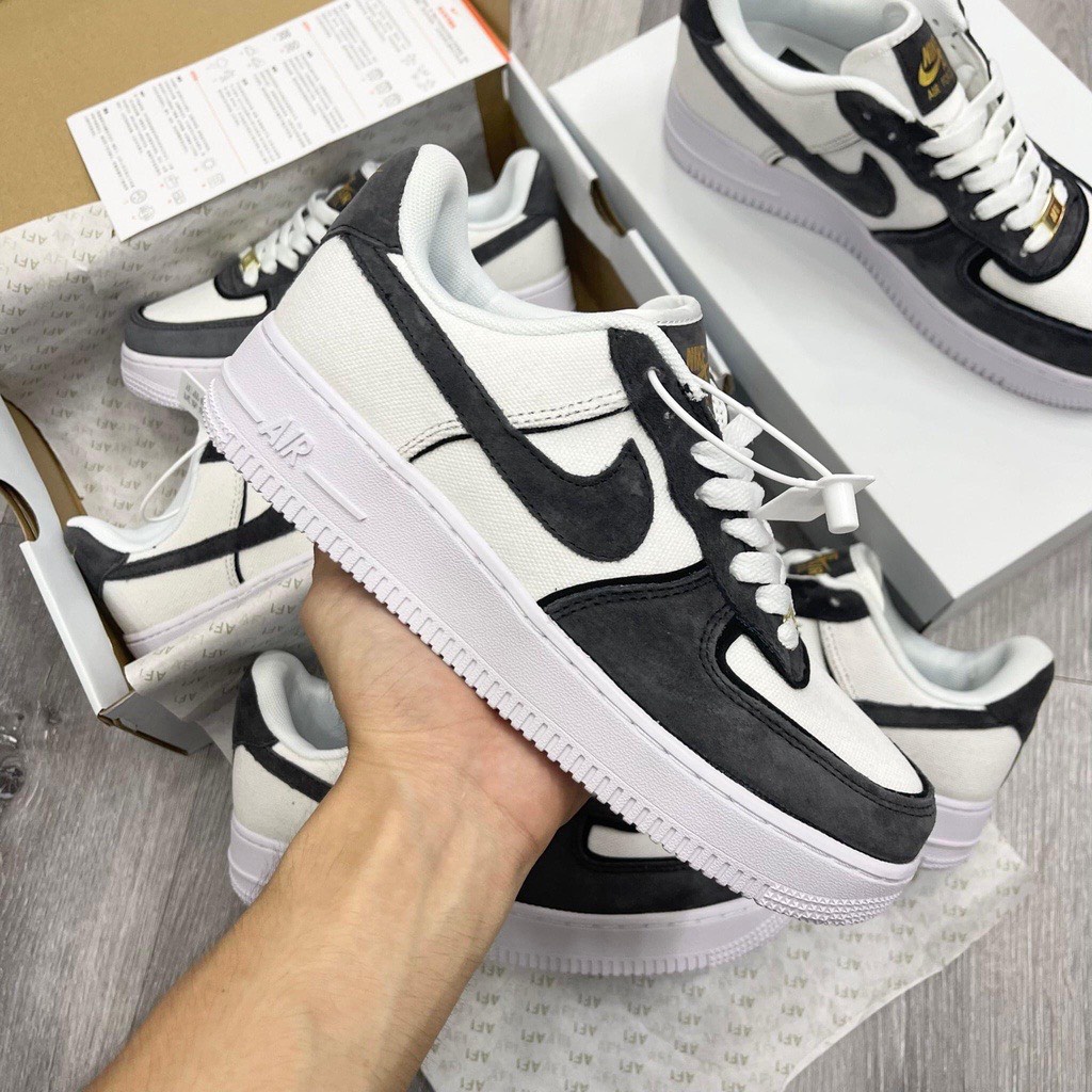 [3-5/8 Hoàn Tiền 25%]Giày sneaker Nike_air force 1 Xám Lông Chuột Nam Nữ Cao Cấp, Af1 Custom Xám Canvas Nguyên Bản Giày Air Force Da Lộn