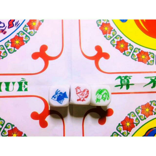 Bộ đồ chơi bầu cua cá cọp súc sắc bằng đá