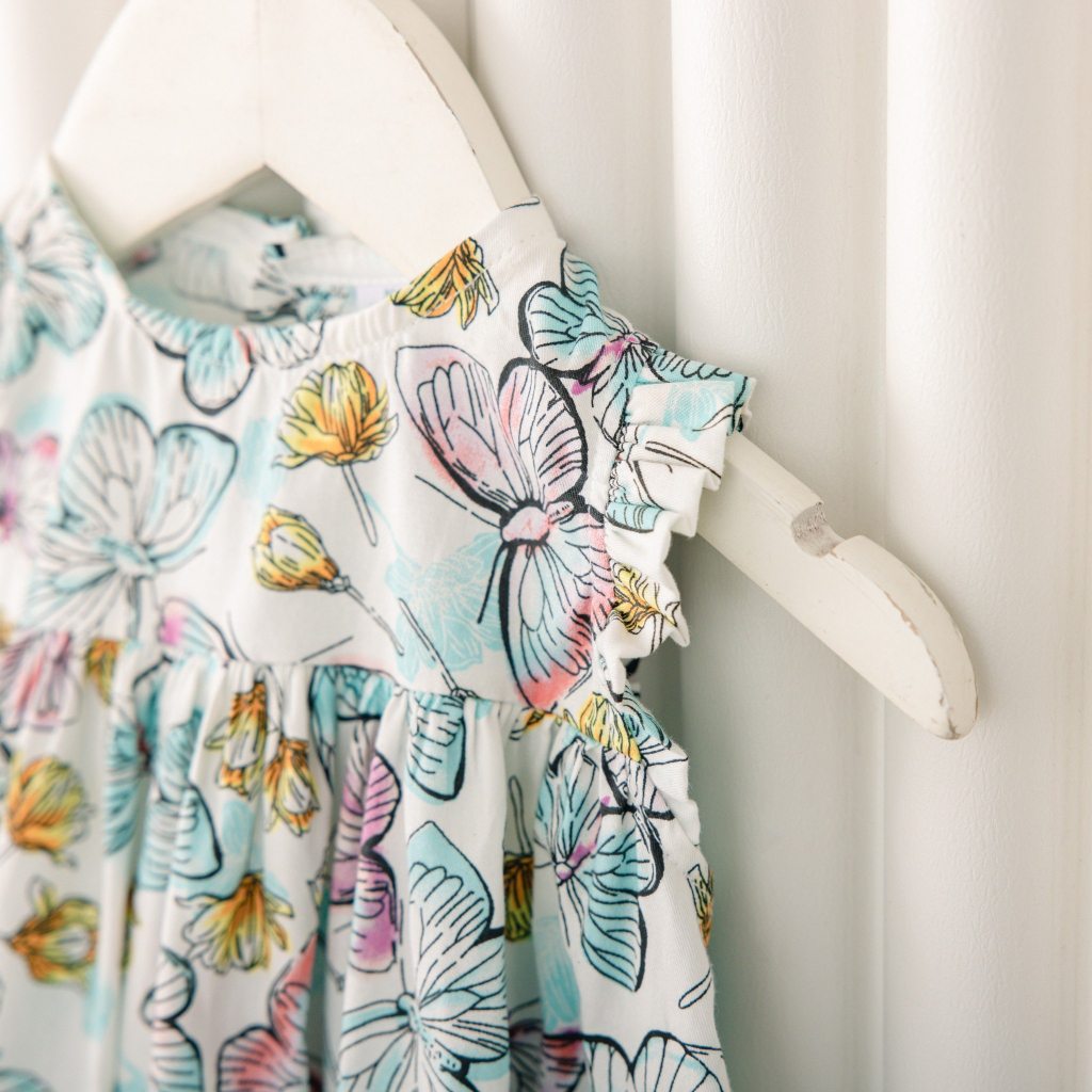 Đầm babydoll bé gái xếp ly cách điệu- hm226 homikids