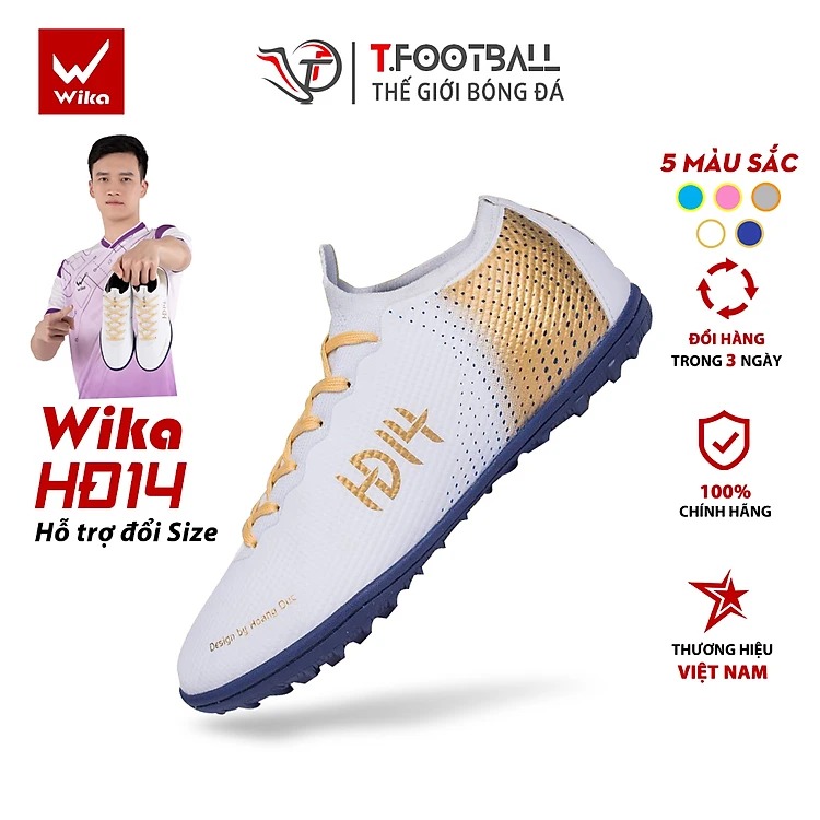Giày đá bóng wika hđ14 x hoàng đức sợi vải dệt cao cấp knit