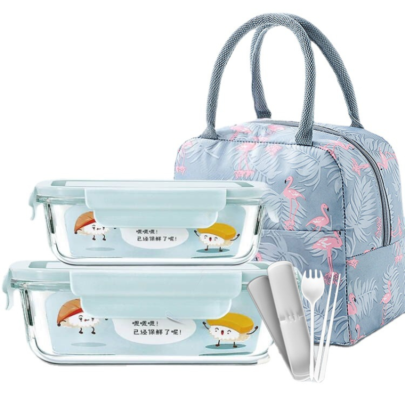 Crystal lunch box set, office lunch box with chopstick-thermal bag gift