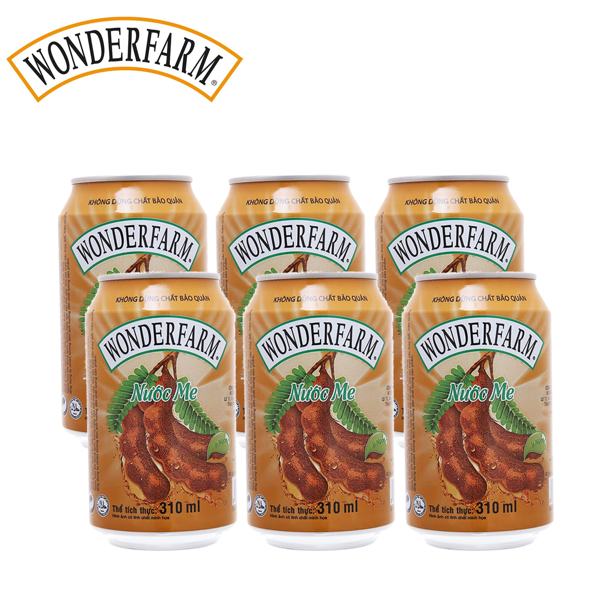 Lốc 6 lon nước me tamarind drink wonderfarm 310ml
