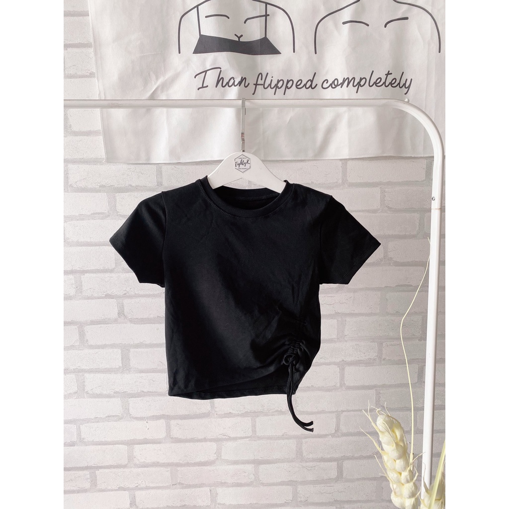 [EIGHTYK] Áo Croptop Tay Ngắn Rút 1 Bên