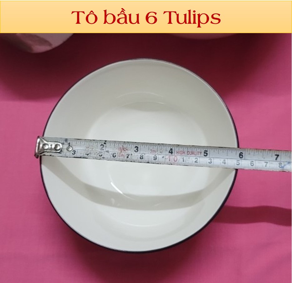 TÔ BẦU GỐM SỨ 4D HỌA TIẾT TULIPS - ĐỦ SIZE ( 6 ,7, 8)