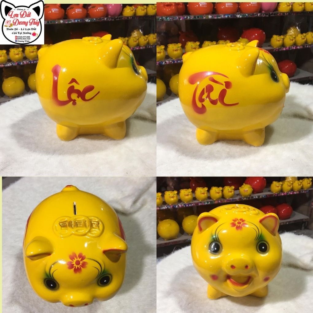 Lợn đất/ Heo đất chữ Tài Lộc (Lợn tròn truyền thống)