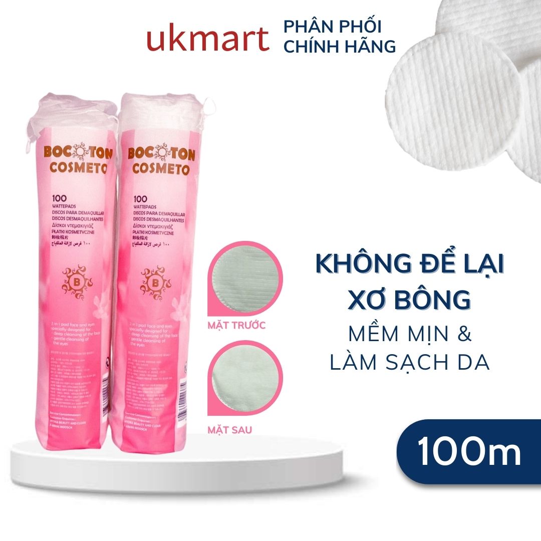 Bông Tẩy Trang Pháp Bocoton 100 Miếng 100% cotton tự nhiên giúp dưỡng ẩm