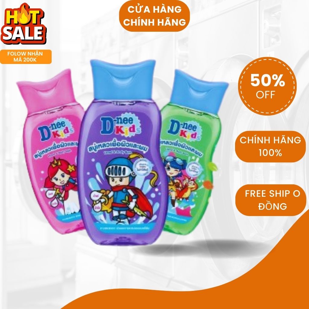 Combo 2 chai sữa tắm gội toàn thân cho trẻ em d-nee kids head 200ml thái lan - gel tắm gội toàn thân