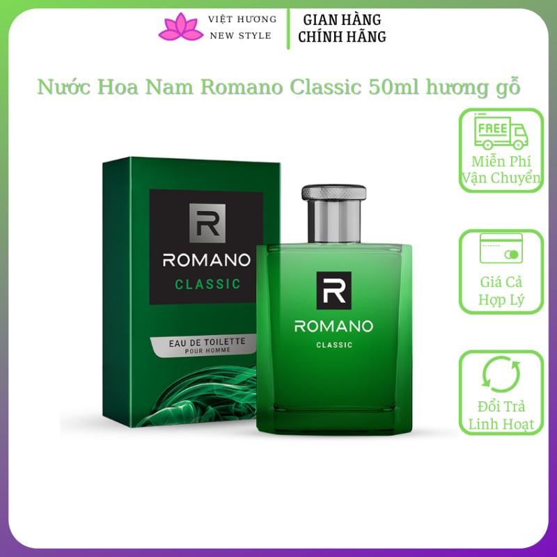 [CHÍNH HÃNG + Free ship]Nước hoa nam Romano Classic 50ml dạng xịt hương gỗ cổ điển lịch lãm Newstyle NH14
