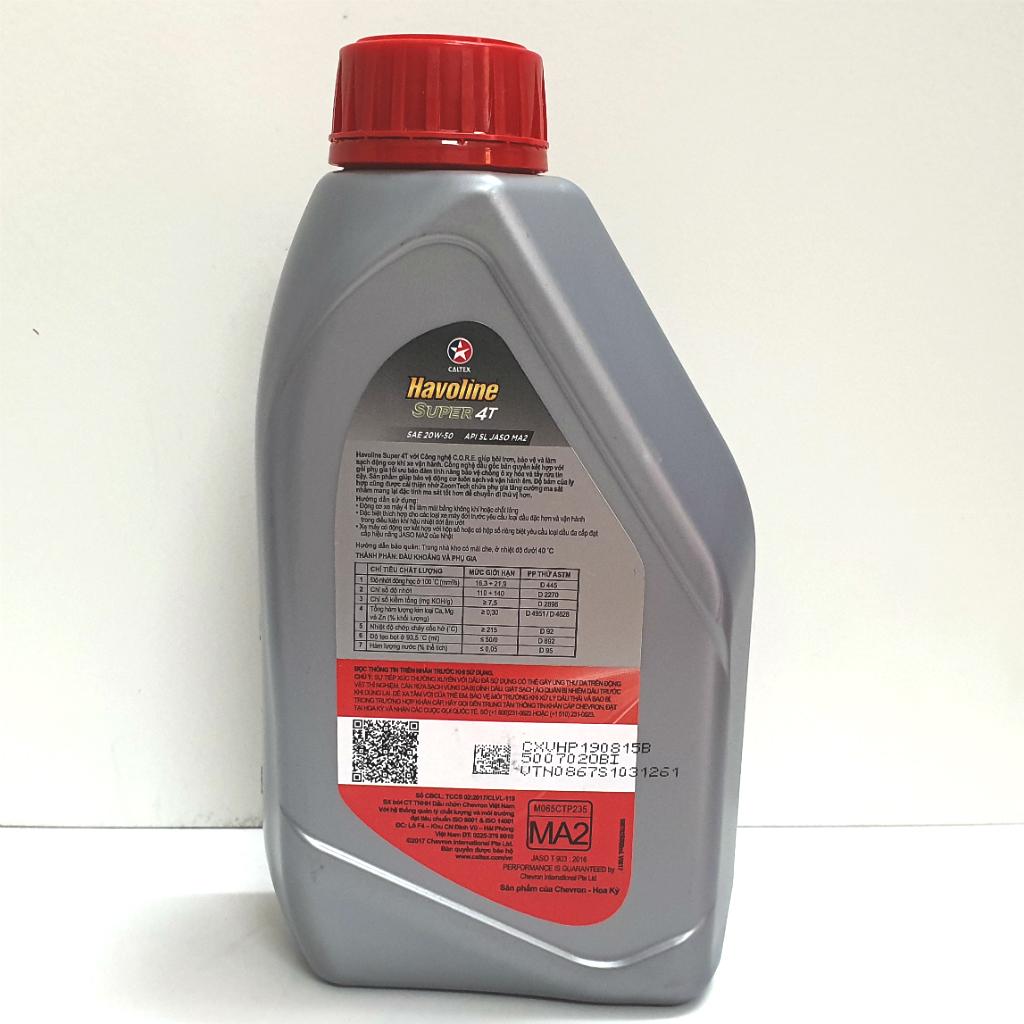 NHỚT XE SỐ CAO CẤP CALTEX SUPER 20W50 800ML