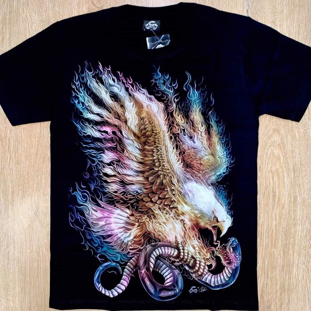 Áo thun nam 3D in hình Phương Hoàng Lửa phong thủy sắc nét không phai màu không dính giặt vải dày mịn mát