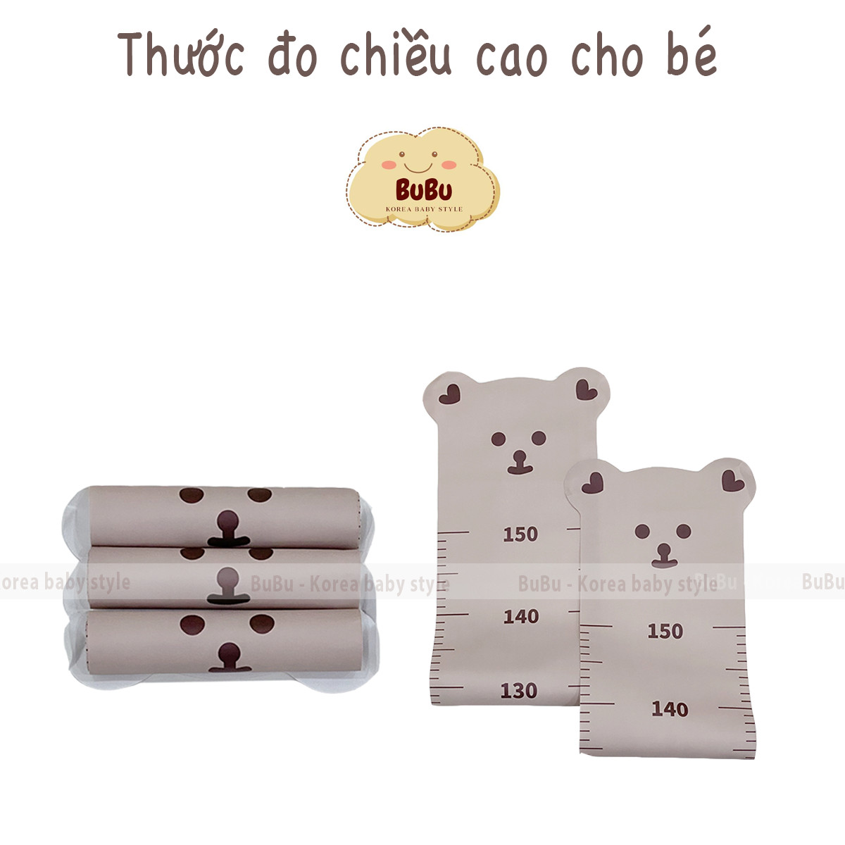Thước Đo Chiều Cao Dán Tường Trẻ Em Bé Hình Gấu Dễ Thương