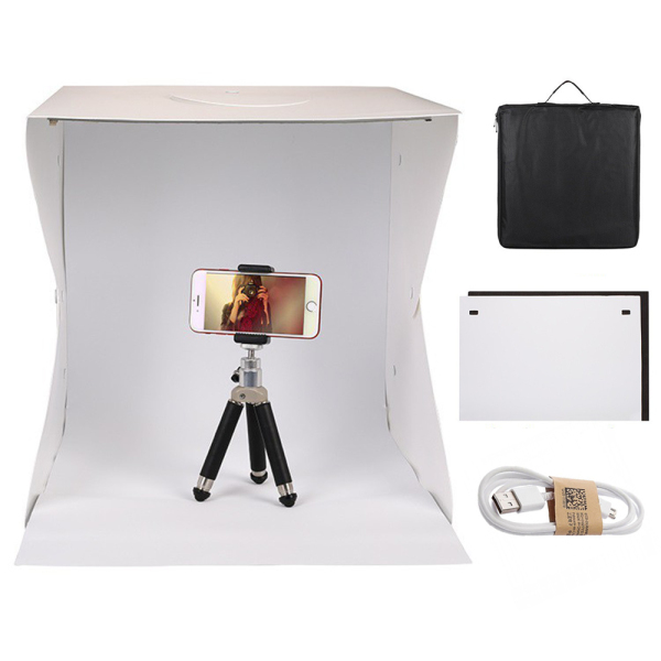 Hộp chụp hình sản phẩm có đèn Led sẵn 2 phông đen trắng - Kích thướt 30x30x30cm