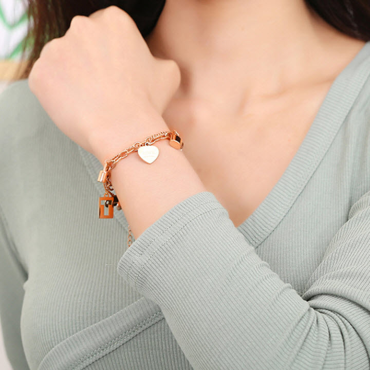 Bangles 2 floor stylized ổ lock destructed-the standard thick titanium color beautiful ball-commitment 1 Đổi 1 if black and rust