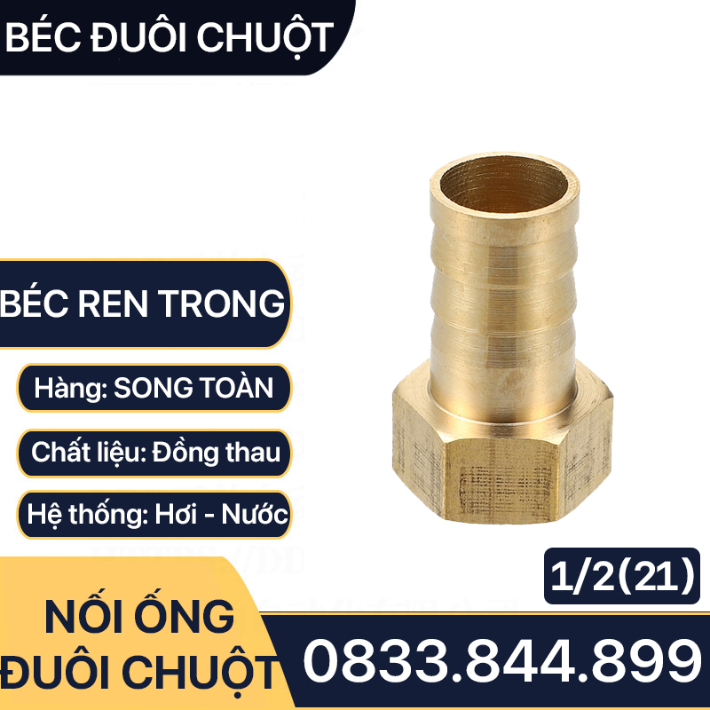 Đầu Nối Ren Trong 21 Đuôi Chuột Cắm Ống Mềm Lòng Trong Đồng Phi 6 8 10 12 14 16 18 20 - Brass Barbed Hose Fitting