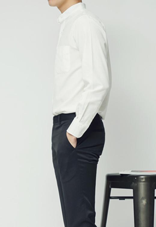 Áo sơ mi nam cổ trụ style Hàn Quốc