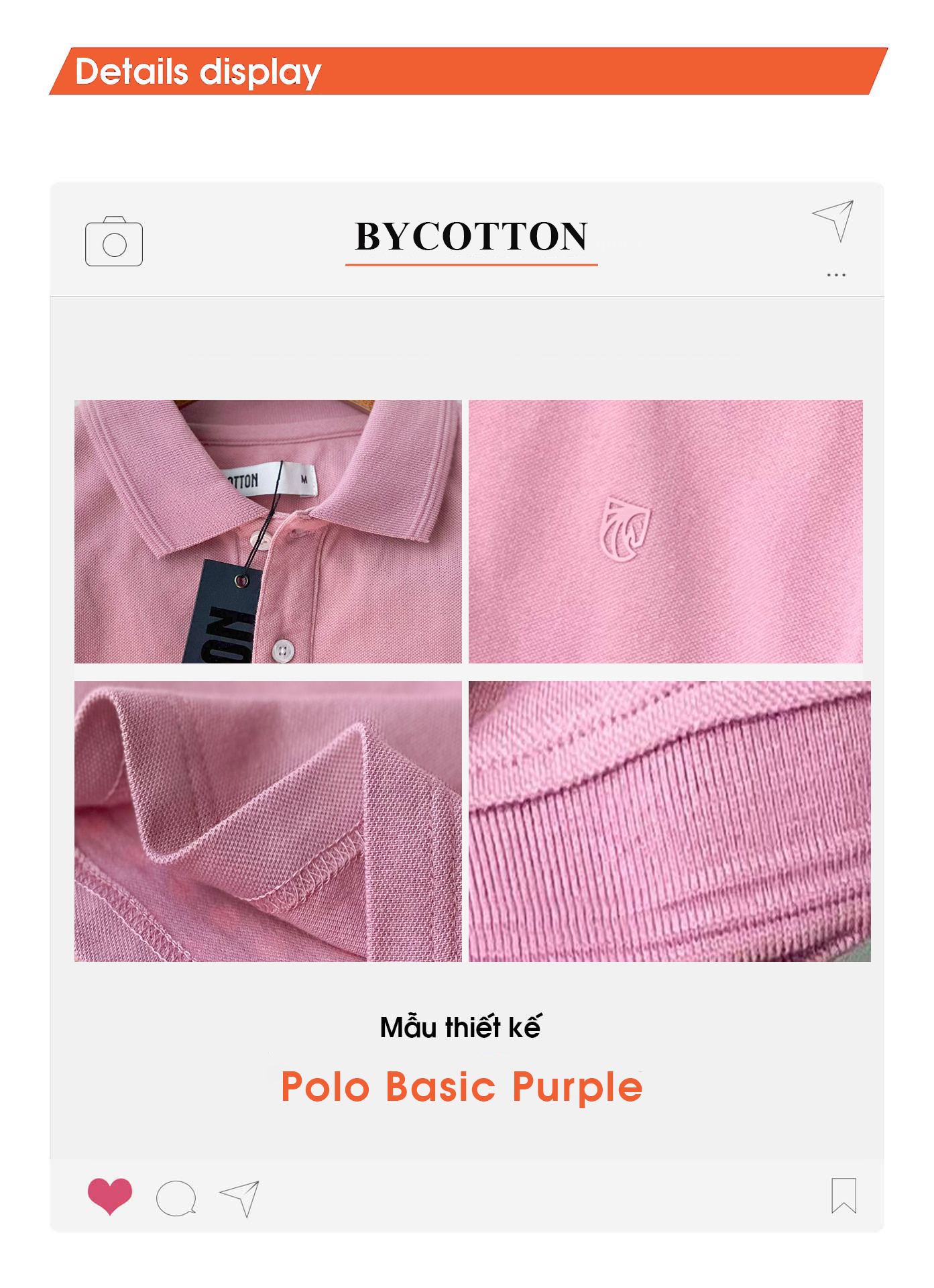 Áo Thun Nam Cao Cấp Polo Cổ Bẻ Tím Nhạt Premium Light Purple Basic BY COTTON