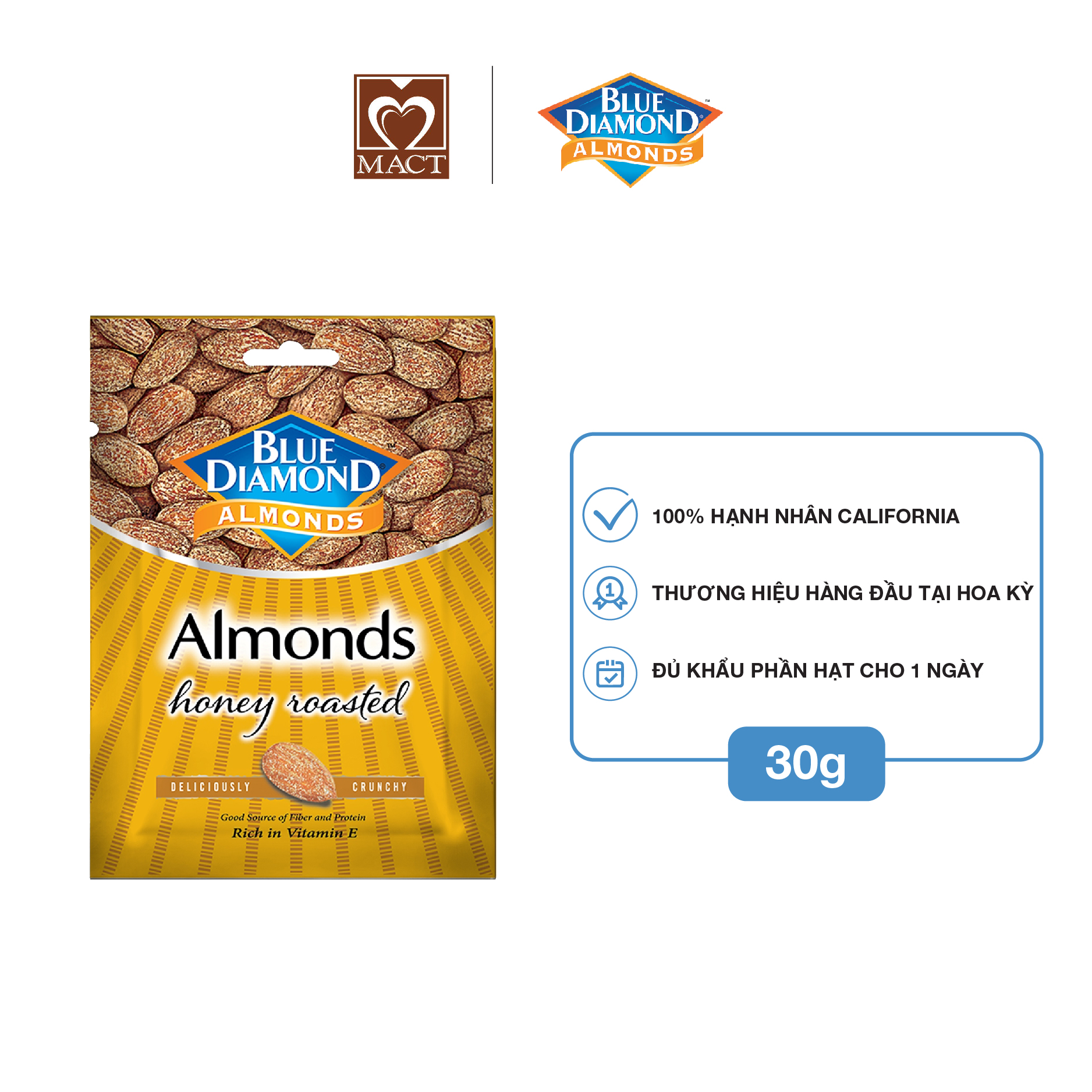 Hạnh nhân BLUE DIAMOND - Vị Mật ong Honey Roasted