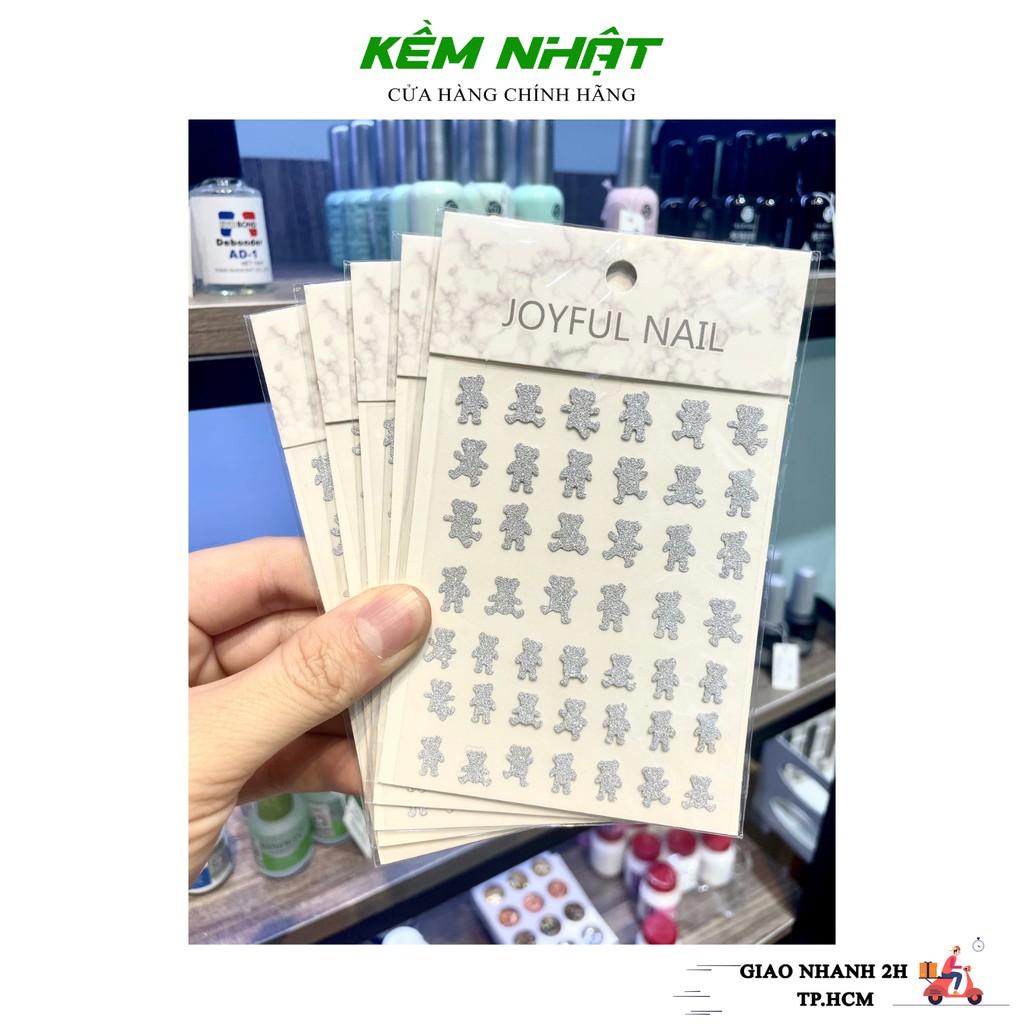 Sticker Dán Móng Con Gấu, Trái Tim, Bling Kim Tuyến