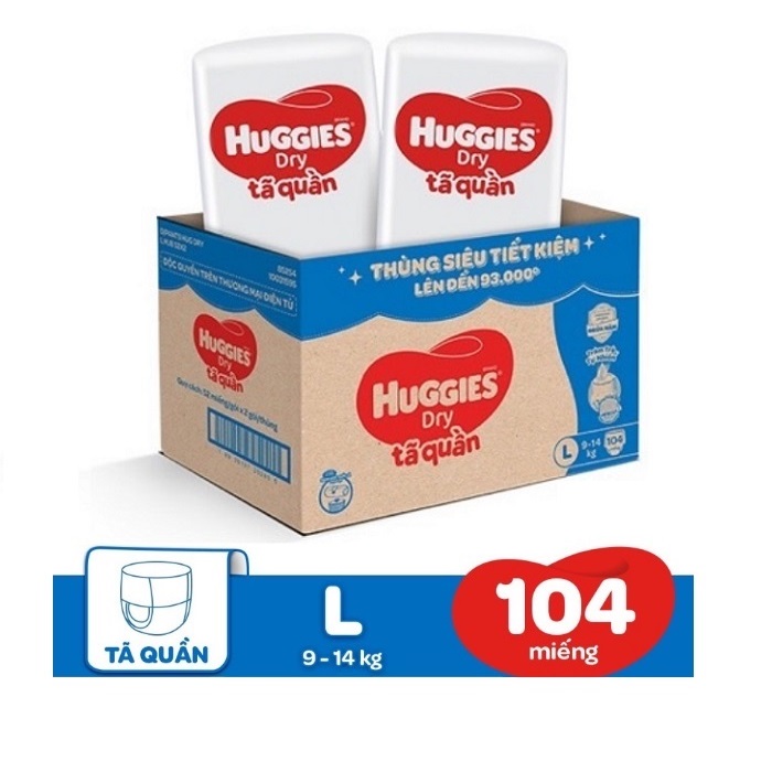 Tã quần Huggies size L96+8m  tã quần Mẫu mới Skin Care