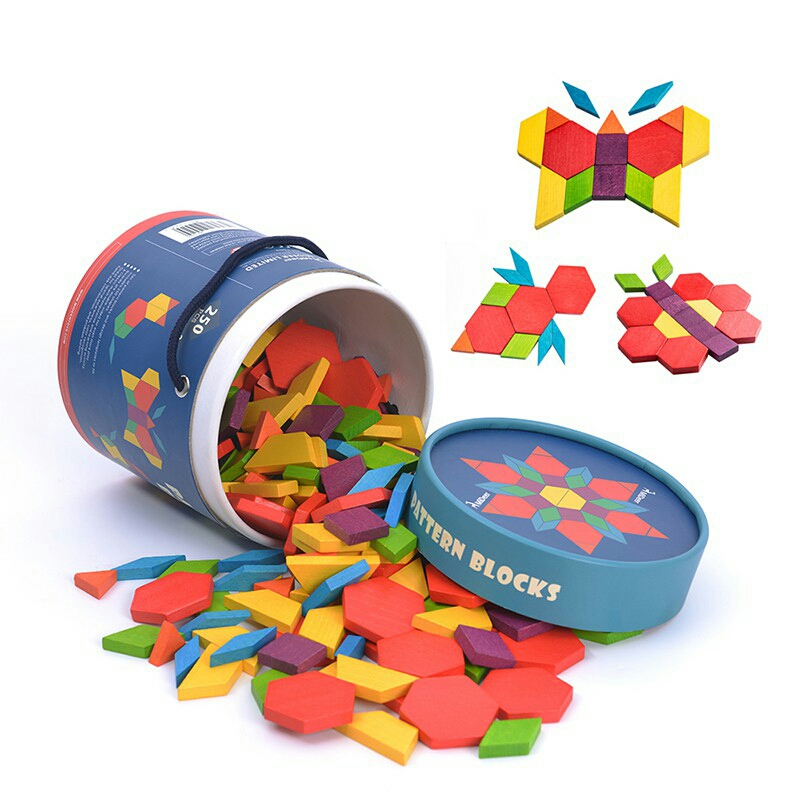 Chính hãng Mideer 250 miếng - BỘ XẾP HÌNH GỖ PATTERN BLOCK