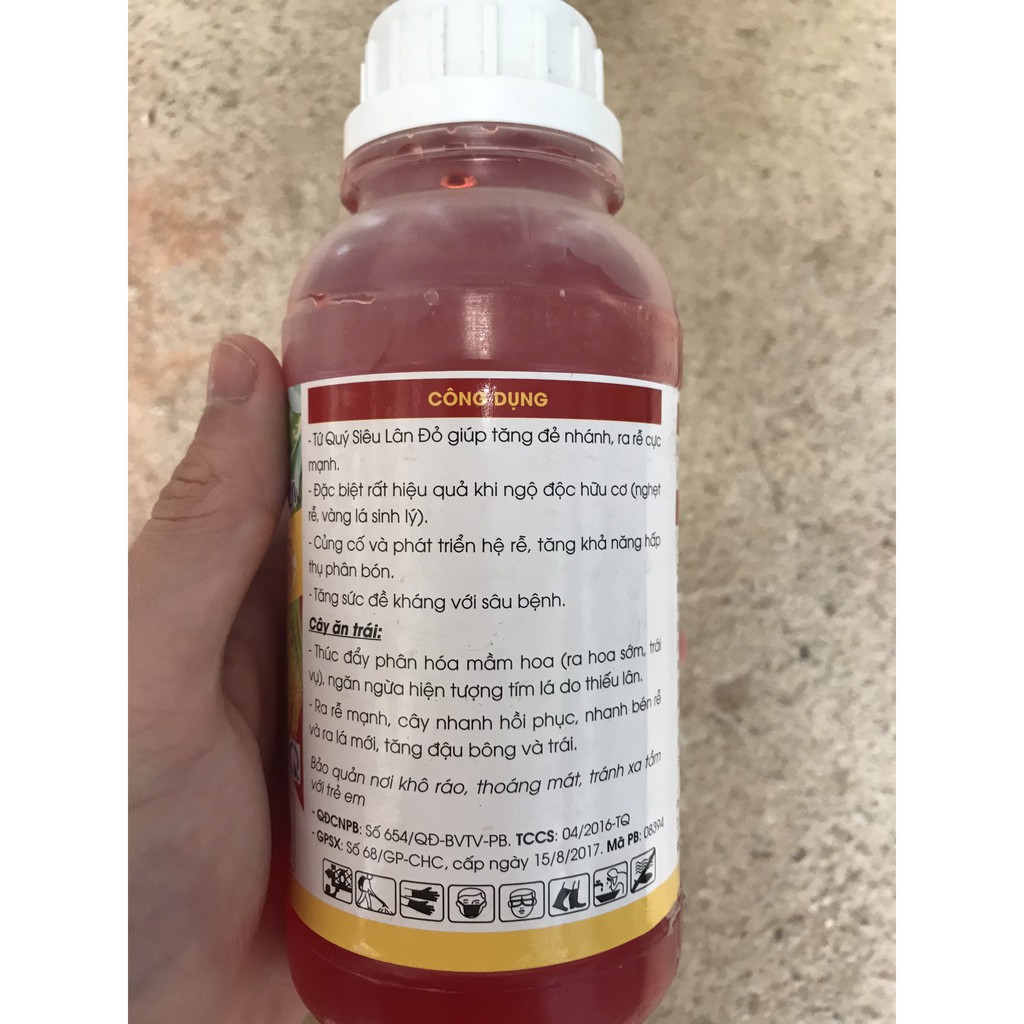 PHÂN BÓN LÁ TỨ QUÝ SIÊU LÂN ĐỎ 500ML