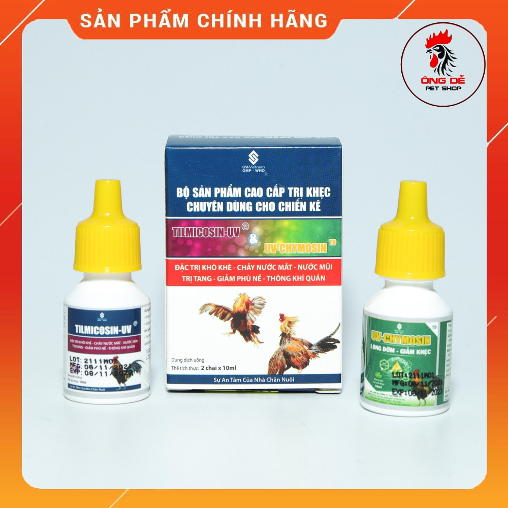 Bộ đôi khò khè sổ mũi cho gà đá 𝐓𝐈𝐋𝐌𝐈𝐂𝐎𝐒𝐈𝐍 + 𝐂𝐇𝐘𝐌𝐎𝐒𝐈𝐍