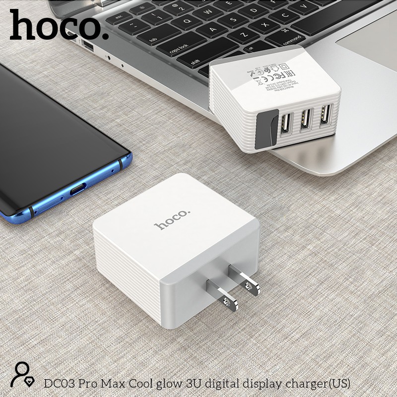 Cóc sạc nhanh 3 cổng USB 3.4A Hoco DC03 Pro Max