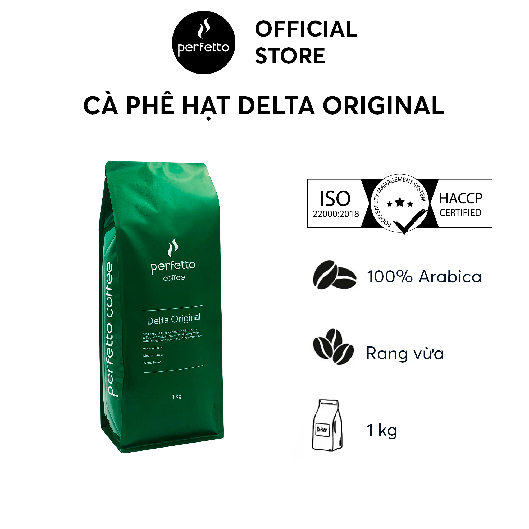 [Perfetto Coffee] Cà phê hạt Delta Original (250g/ 1kg)