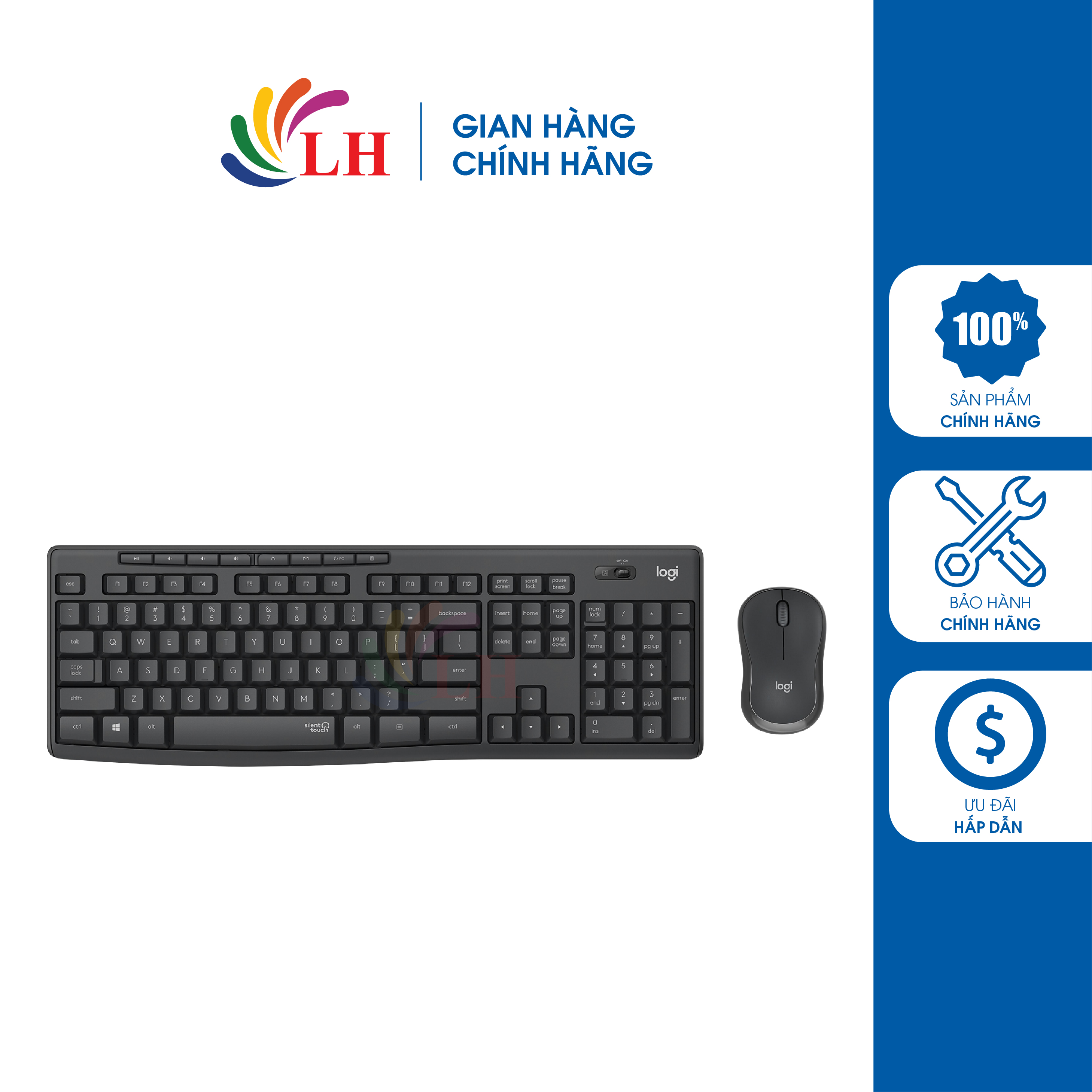 Combo chuột và bàn phím không dây Logitech MK295 - Hàng chính hãng - Thiết kế nhỏ gọn Phím bấm êm ái Kết nối nhanh chóng 2.4GHz