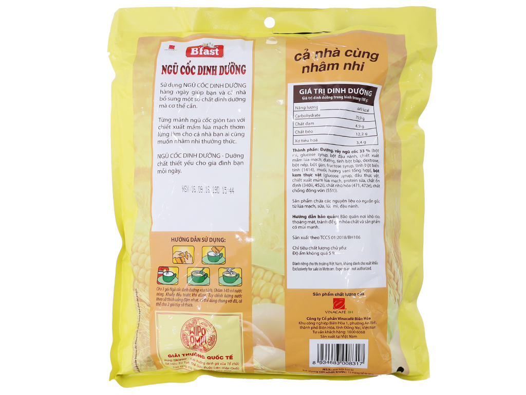 [Siêu thị WinMart] - B'FAST Sữa hạt ngũ cốc canxi 20*25g T14