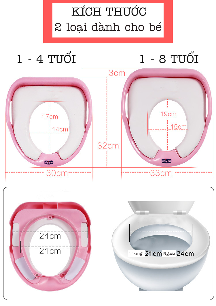 Bệ ngồi toilet Chicco màu hồng