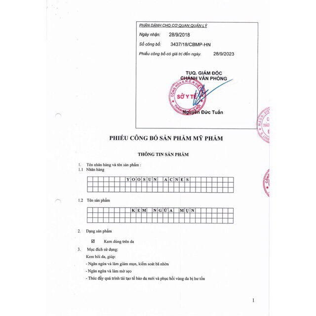 [HCM]Kem Ngừa Mụn Yoosun Acnes - 15gram