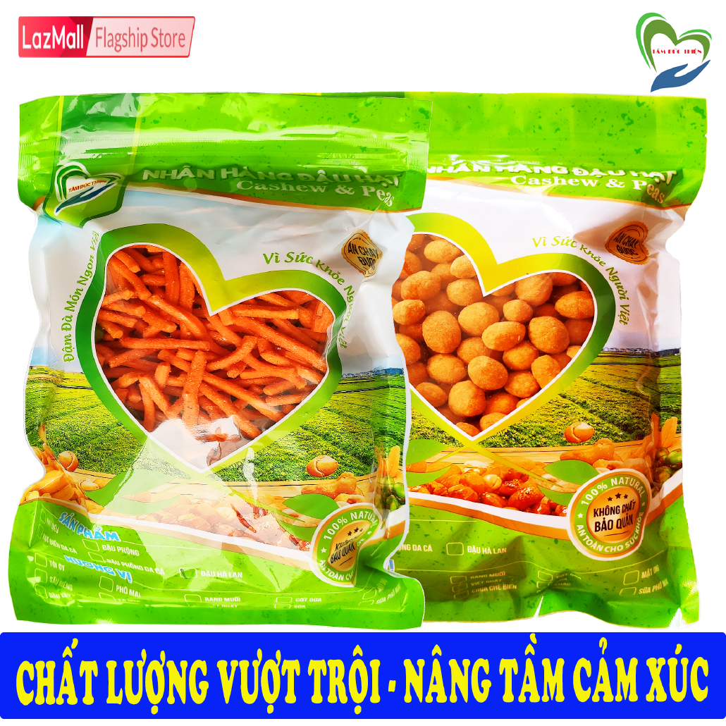 Combo 2 Túi ZIP 2 Vị: Đậu Phộng Da Cá Phô Mai 500GR và Bim Bim Que Đậu Hà Lan 335GR Tâm Đức Thiện Thực Phẩm Đóng Gói Đóng Hộp Ăn Liền đồ ăn vặt Lazada bánh kẹo quà Tết