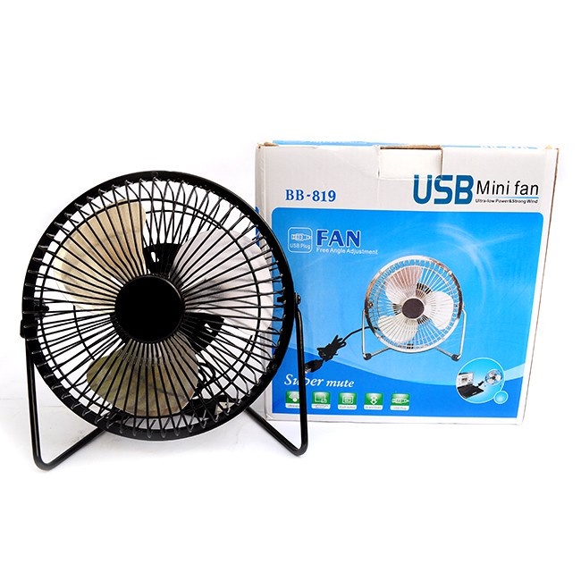Quạt mini để bàn, quạt lồng sắt 819 loại lớn, quạt 3 cánh cổng usb, cực mạnh, cực mát
