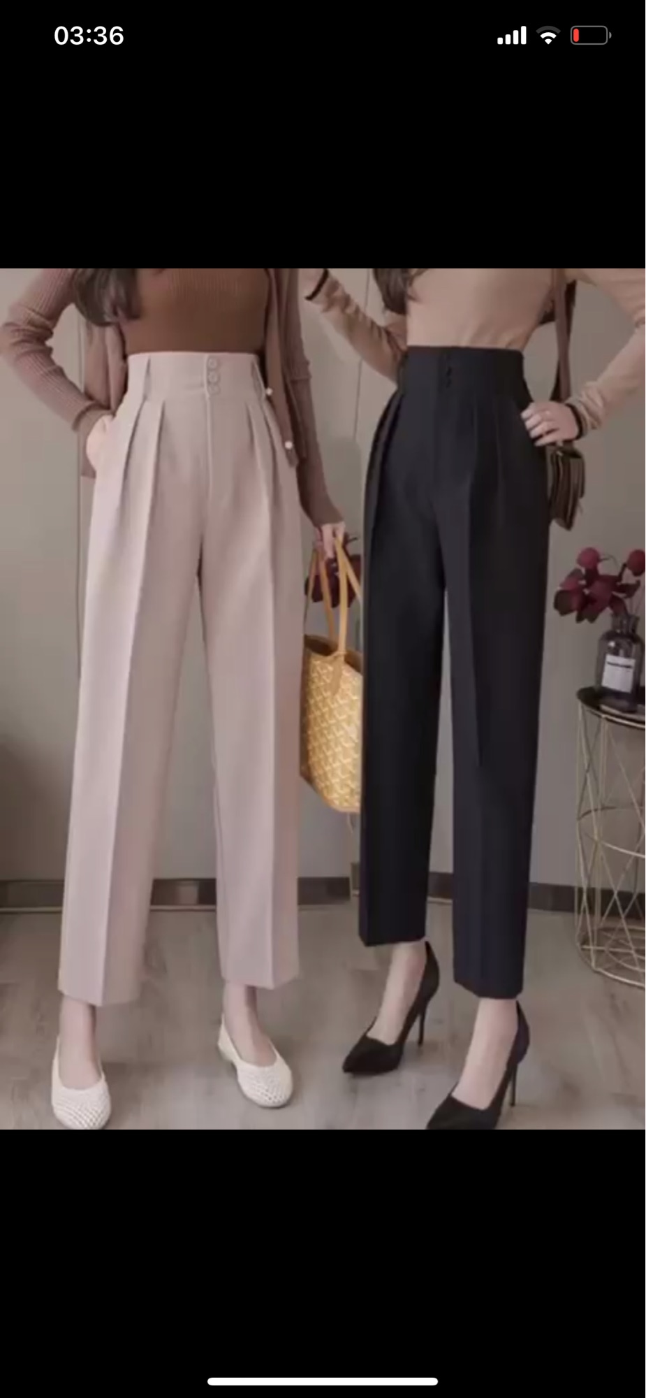 Quần công sở baggy cạp cao 3 cúc