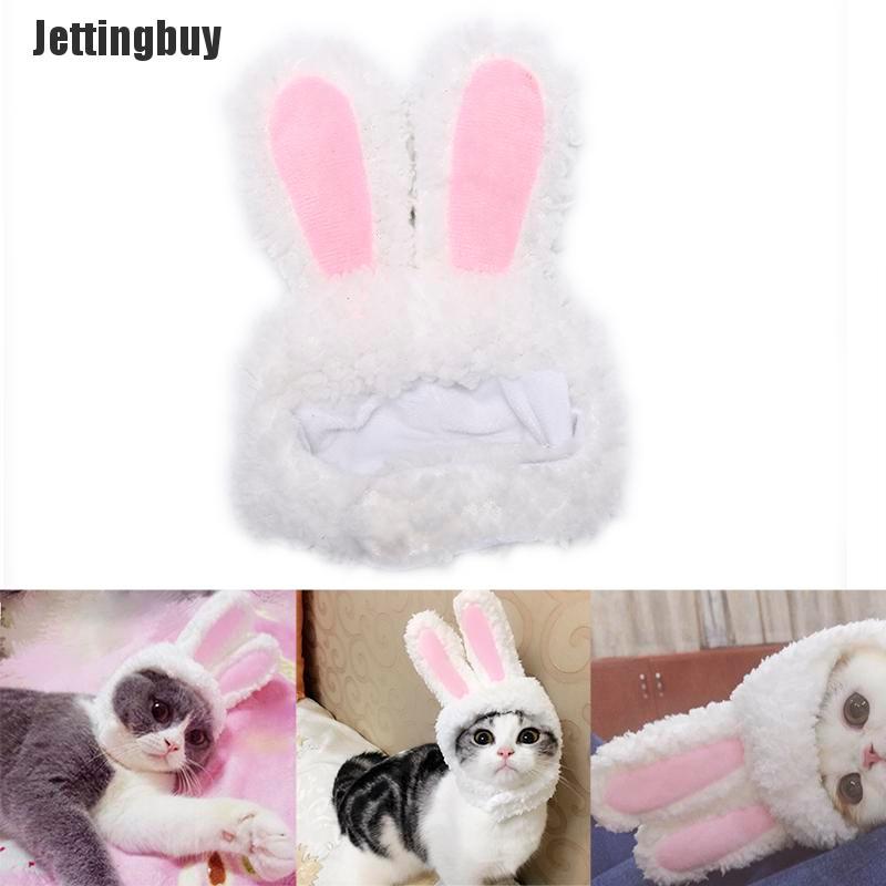 Jettingbuy Cat bunny rabbit ears hat pet cat cosplay costumes for cat small dogs party