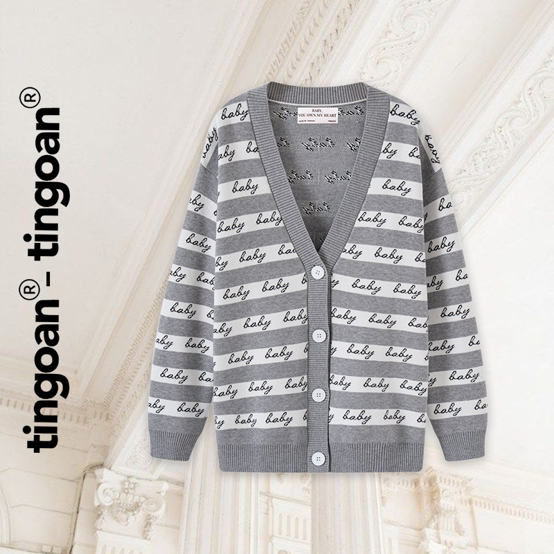 Tingoan® - áo khoác cardigan len xù xám baby baby cardigan/gr
